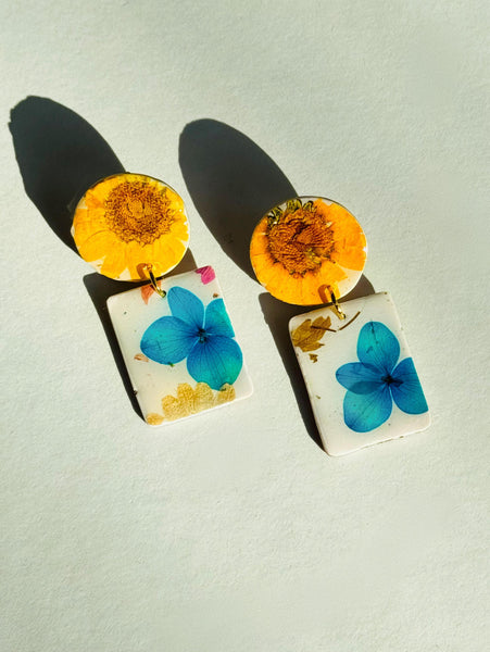 Blue & Yellow Pressed Flowers