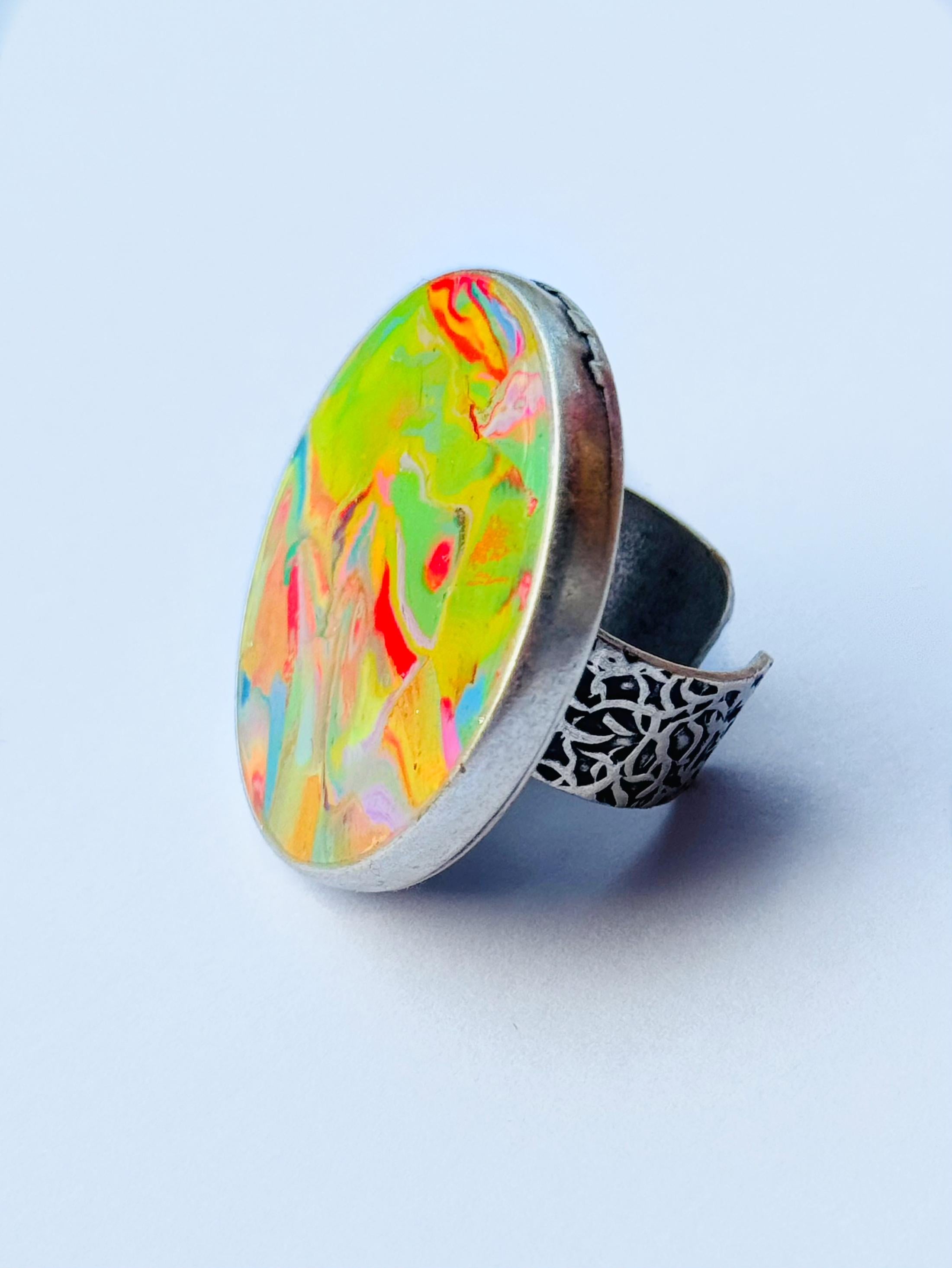 Large Recycled Clay Adjustable Ring
