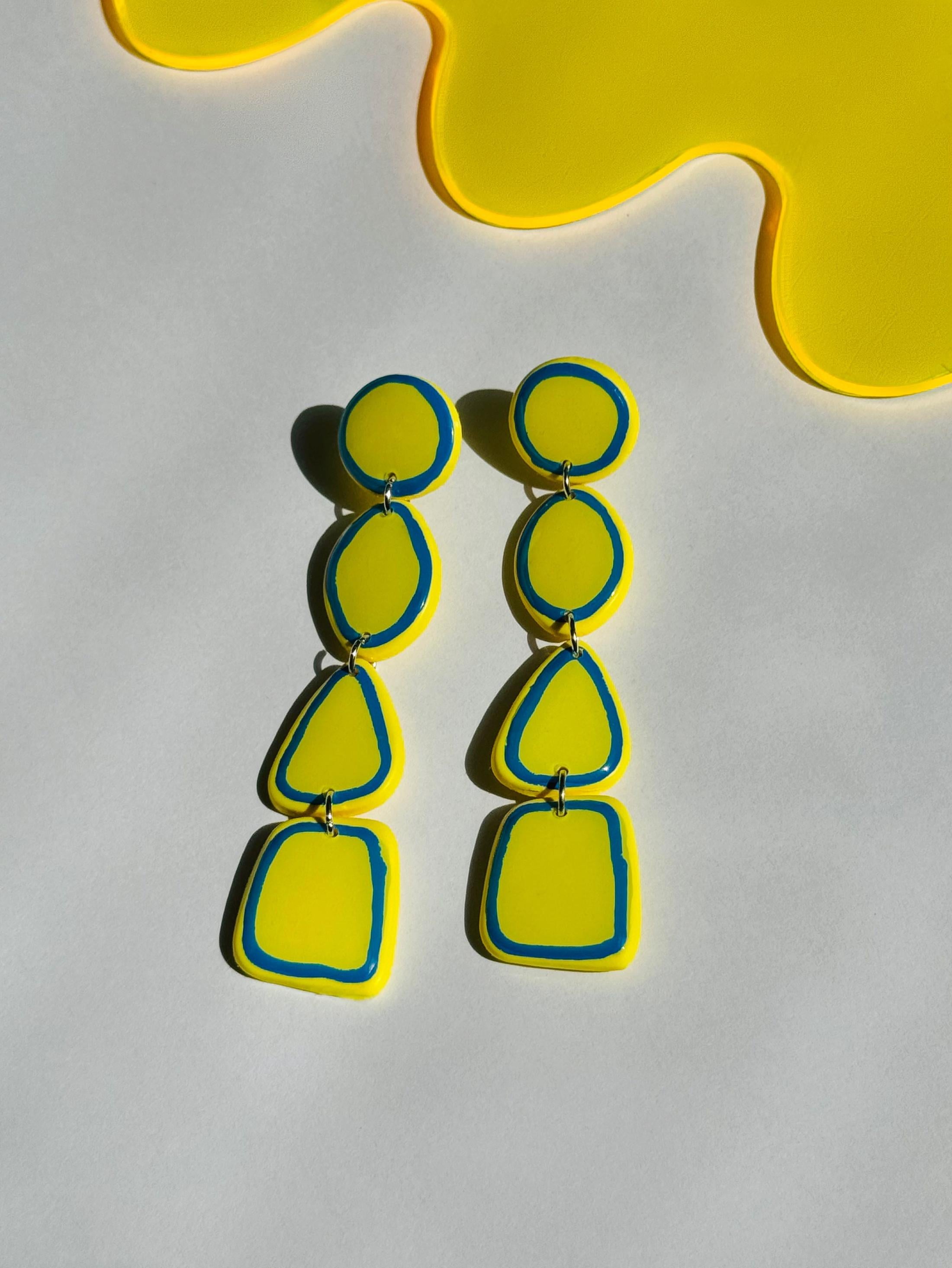 Yellow and Blue Outline Dangles