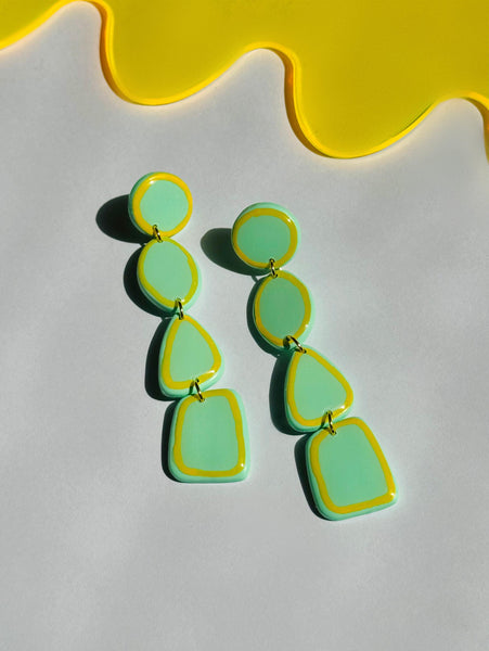 Mint and Yellow Outlined Dangles