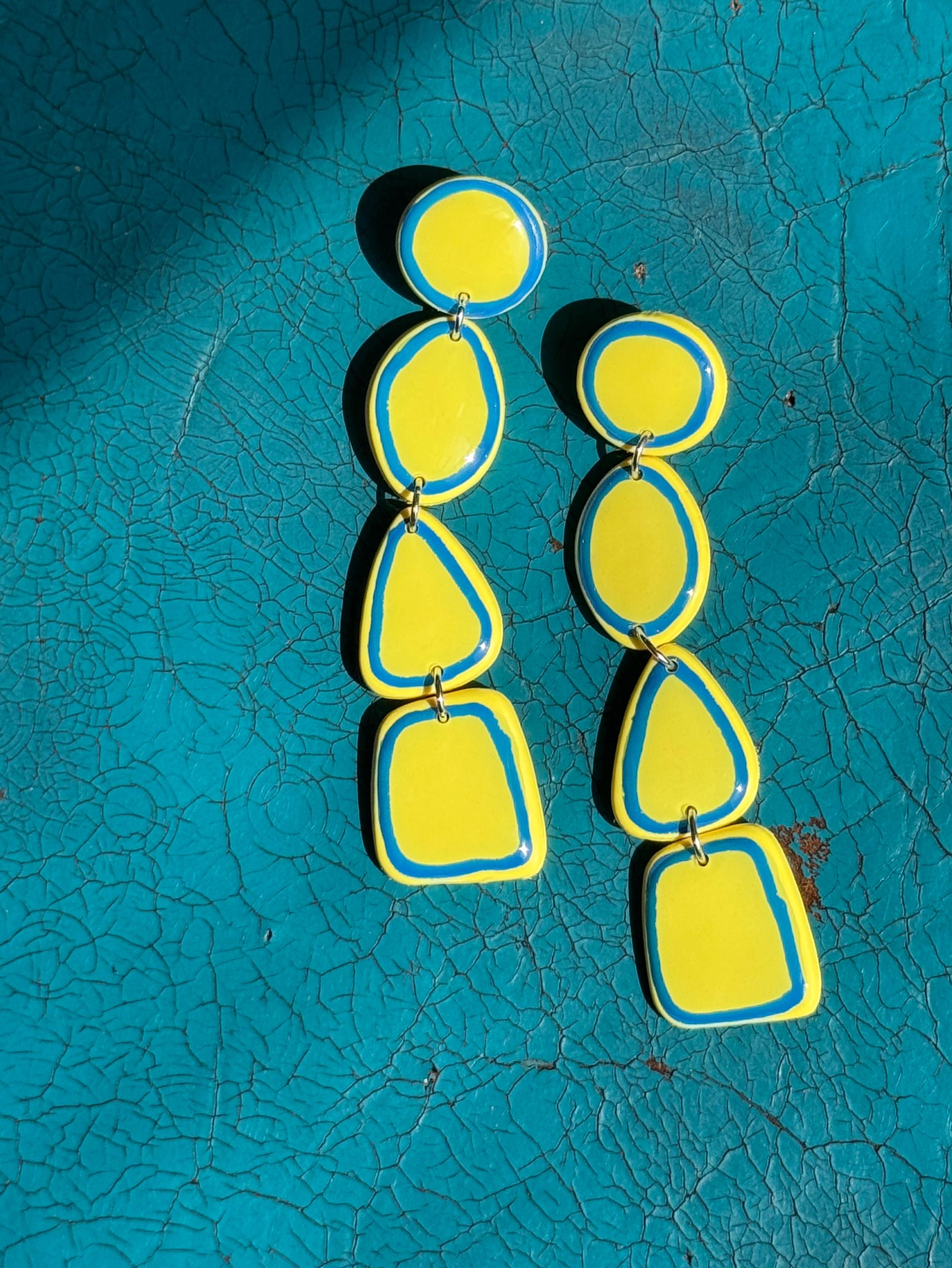 Yellow and Blue Outline Dangles