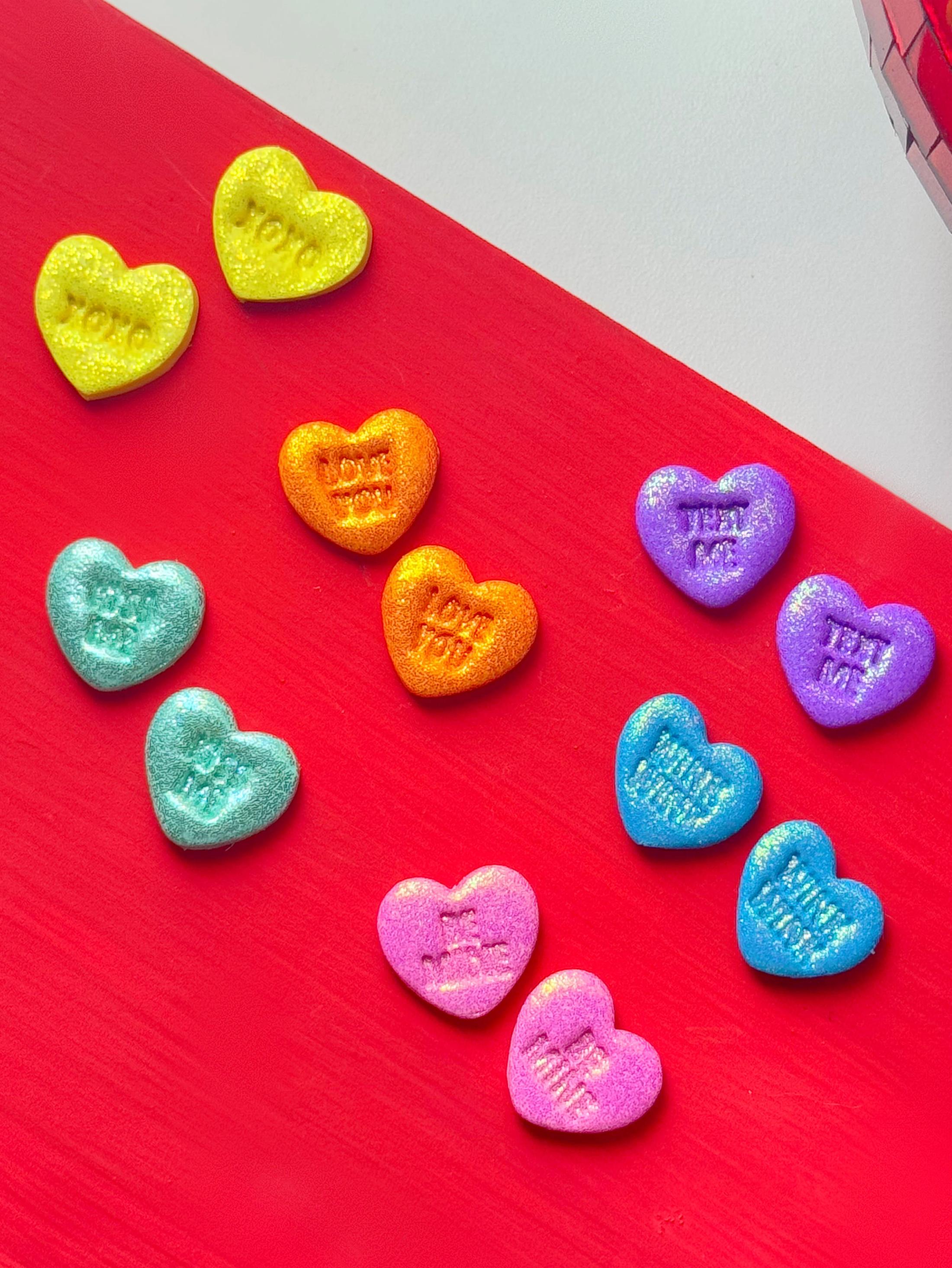 Glitter Candy Heart Studs