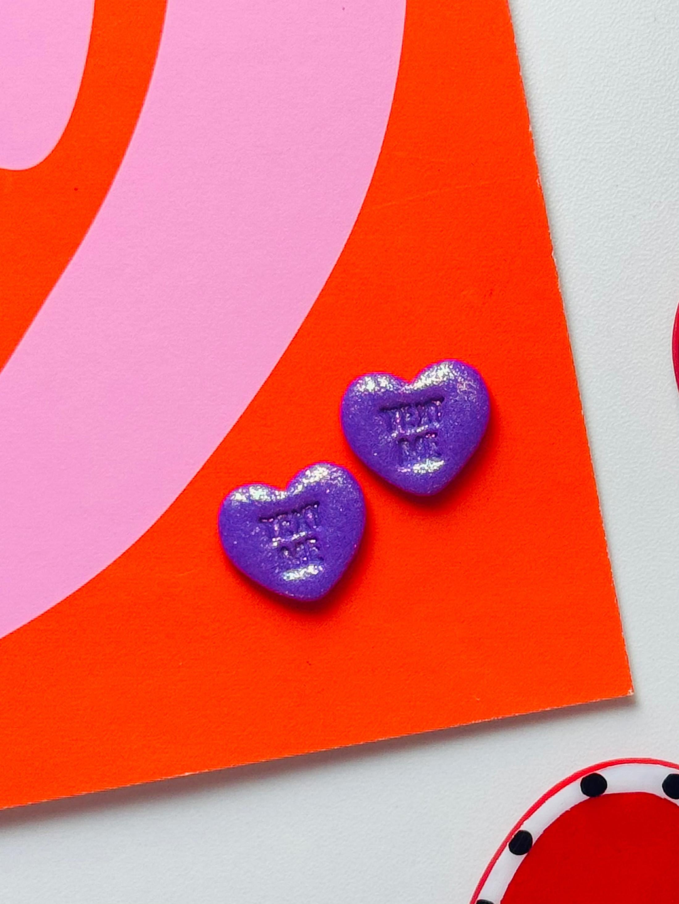 Glitter Candy Heart Studs