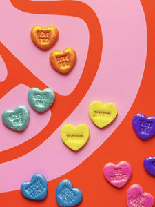 Glitter Candy Heart Studs