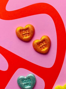 Glitter Candy Heart Studs