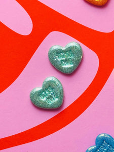 Glitter Candy Heart Studs