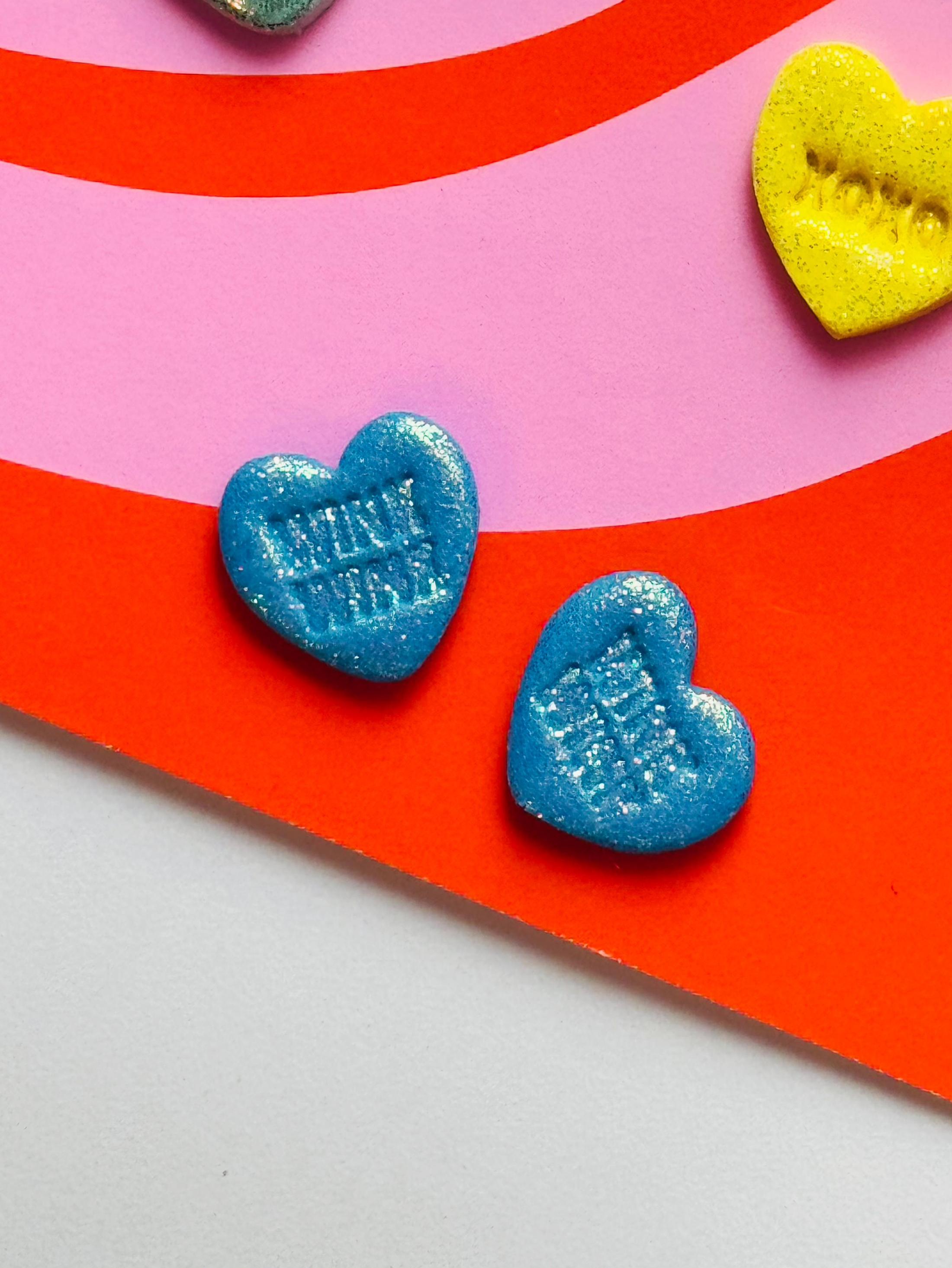 Glitter Candy Heart Studs