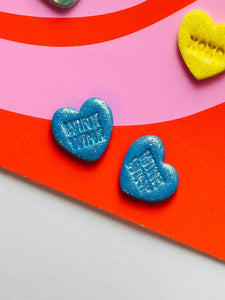 Glitter Candy Heart Studs