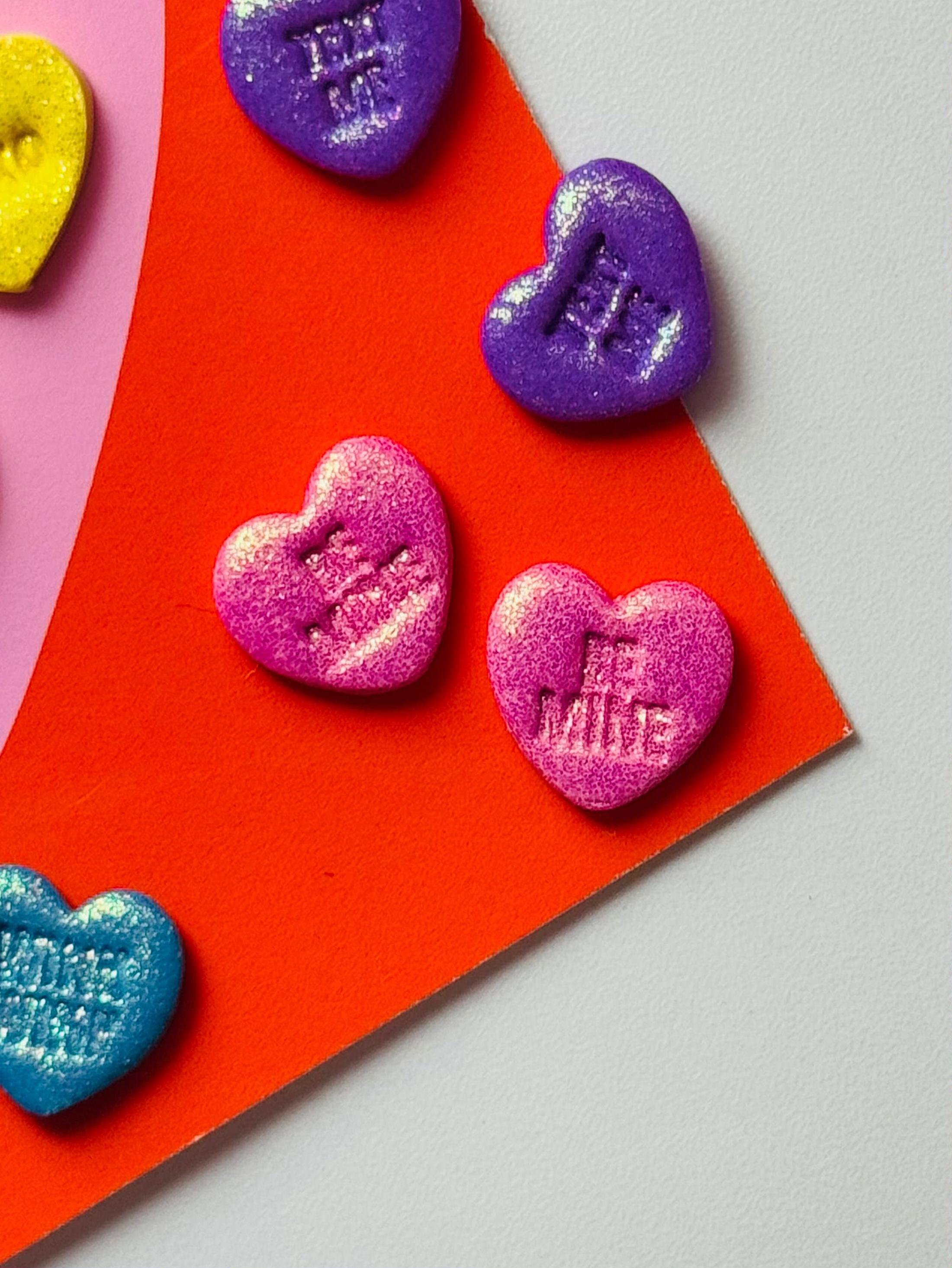 Glitter Candy Heart Studs