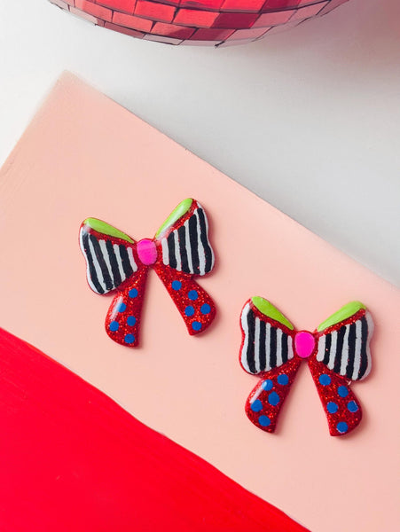 Lovely Striped Red Bows