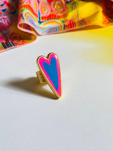 Pink & Blue Heart Ring