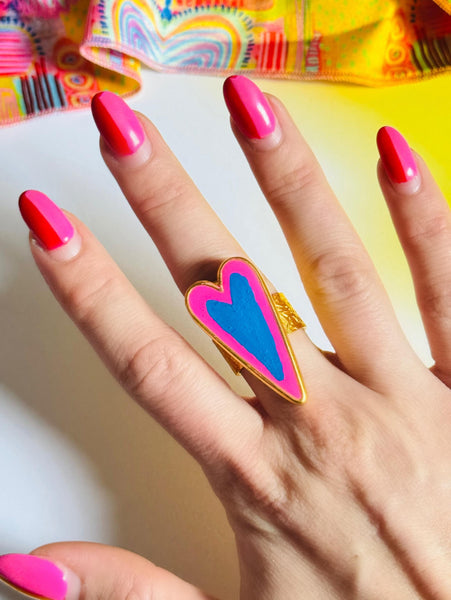 Pink & Blue Heart Ring