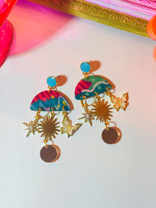 Hand Painted Teal Chandeliers - One of a Kind