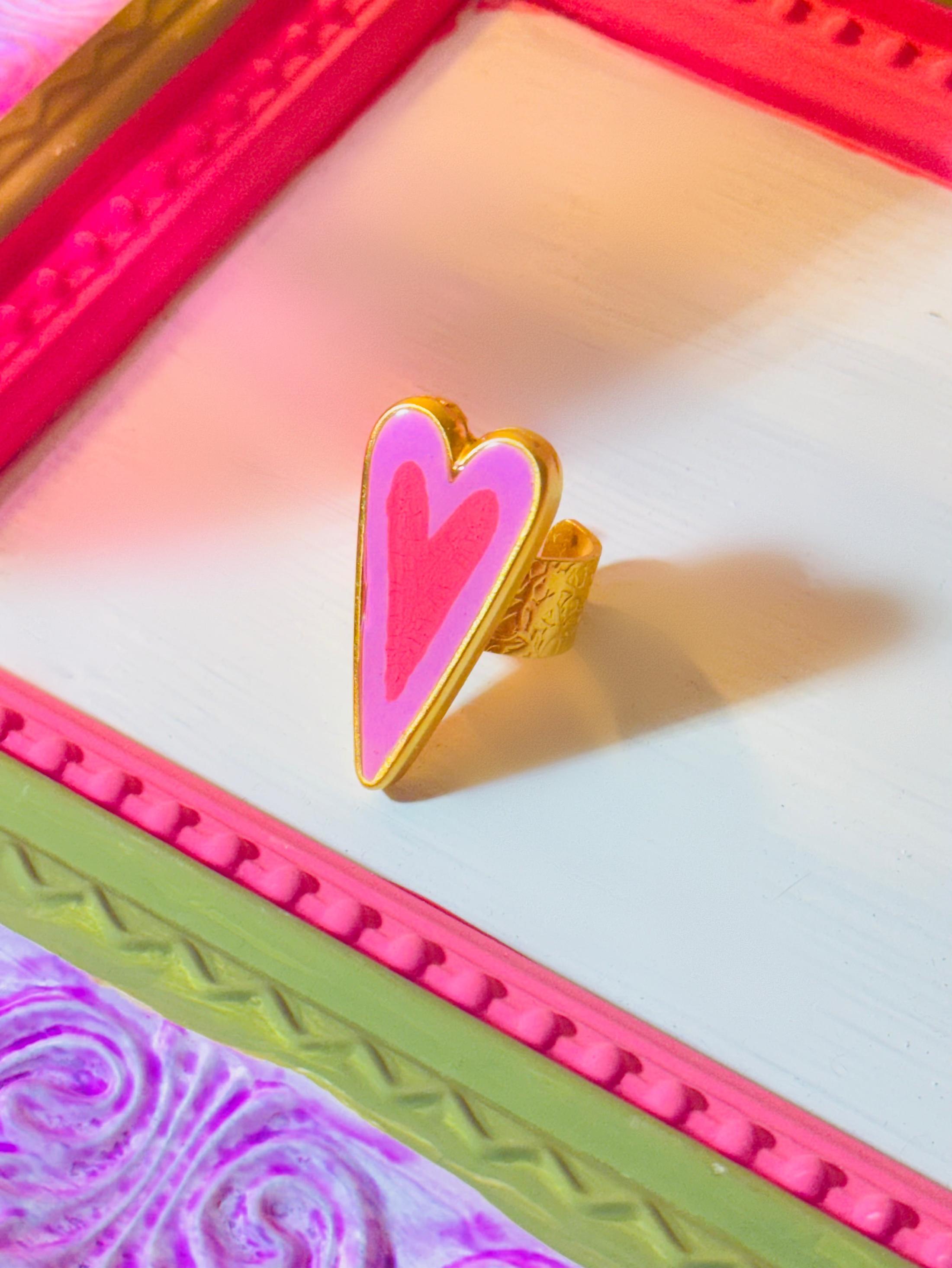 Pink & Red Heart Ring