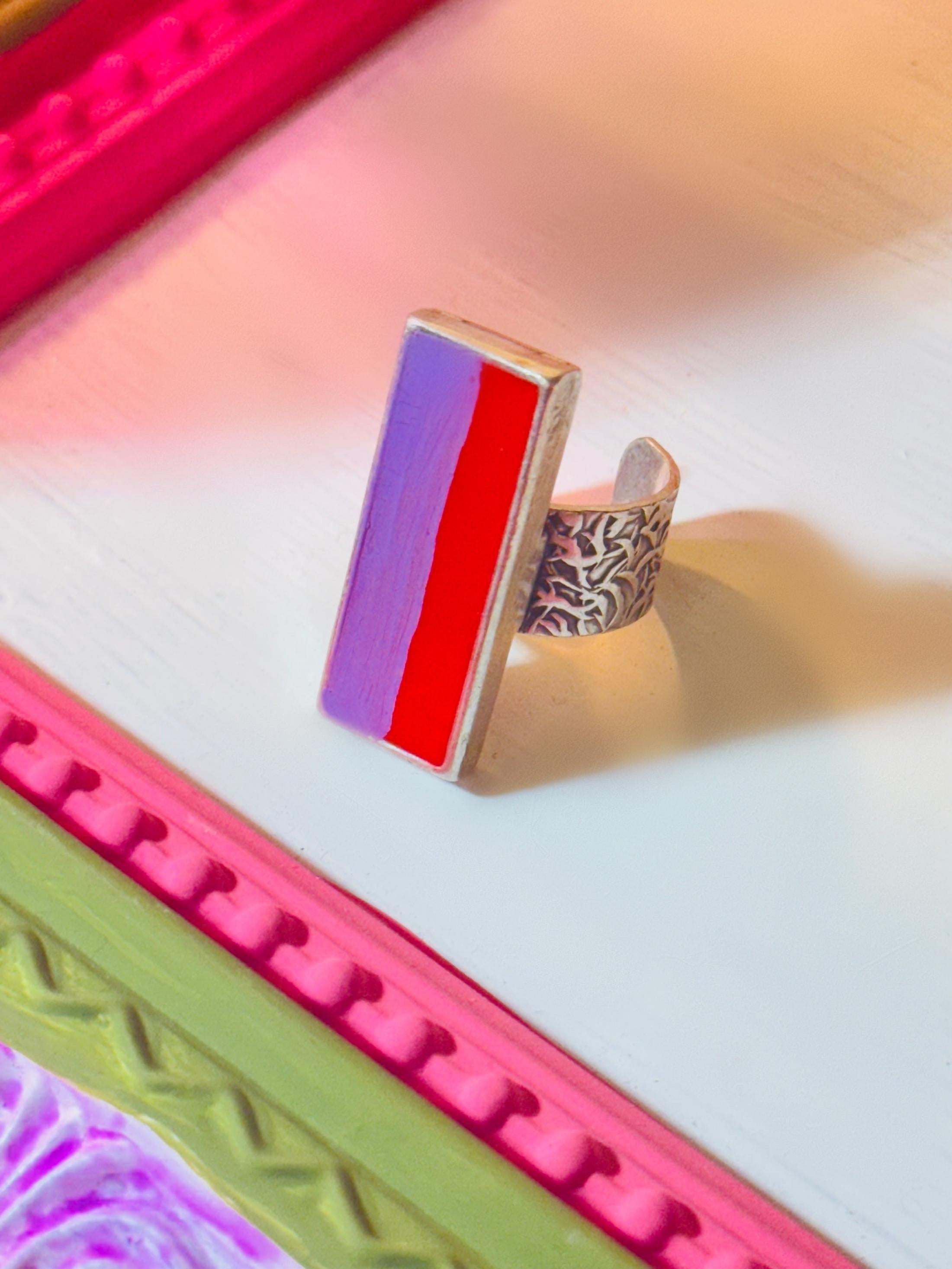 Purple & Red Stripe Ring