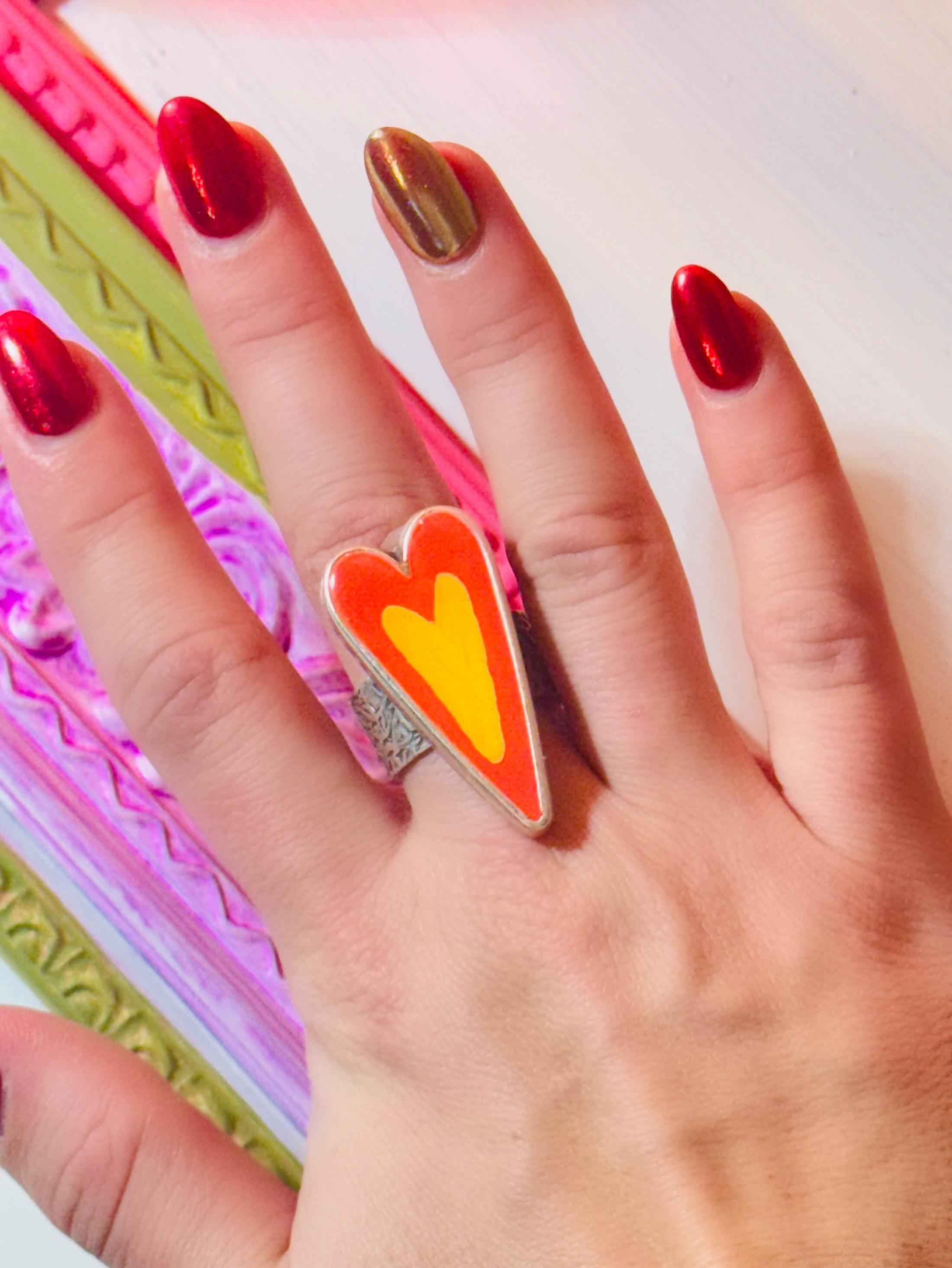 Orange & Yellow Heart Ring