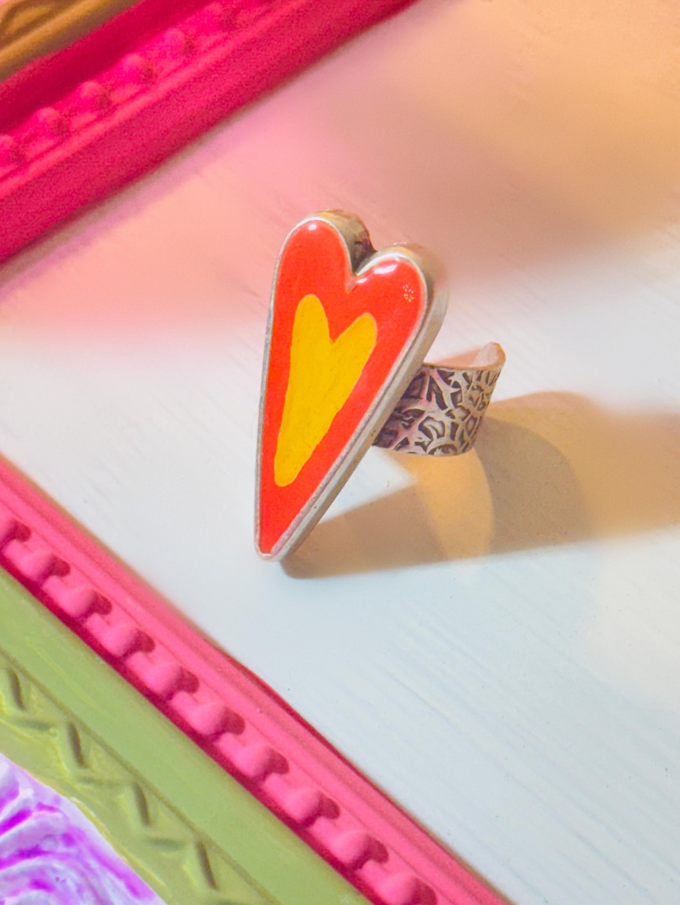 Orange & Yellow Heart Ring