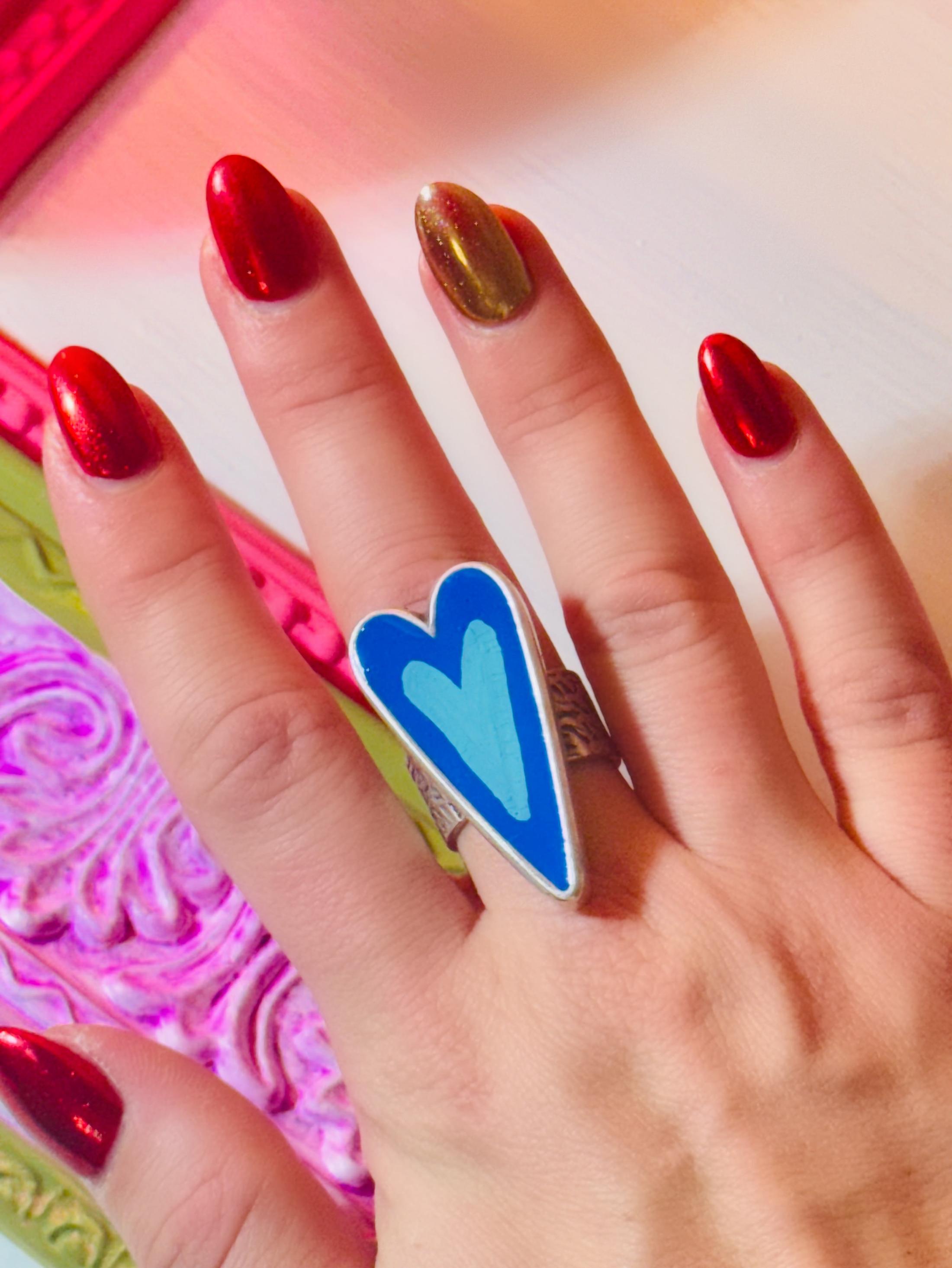 Blue & Light Blue Heart Ring