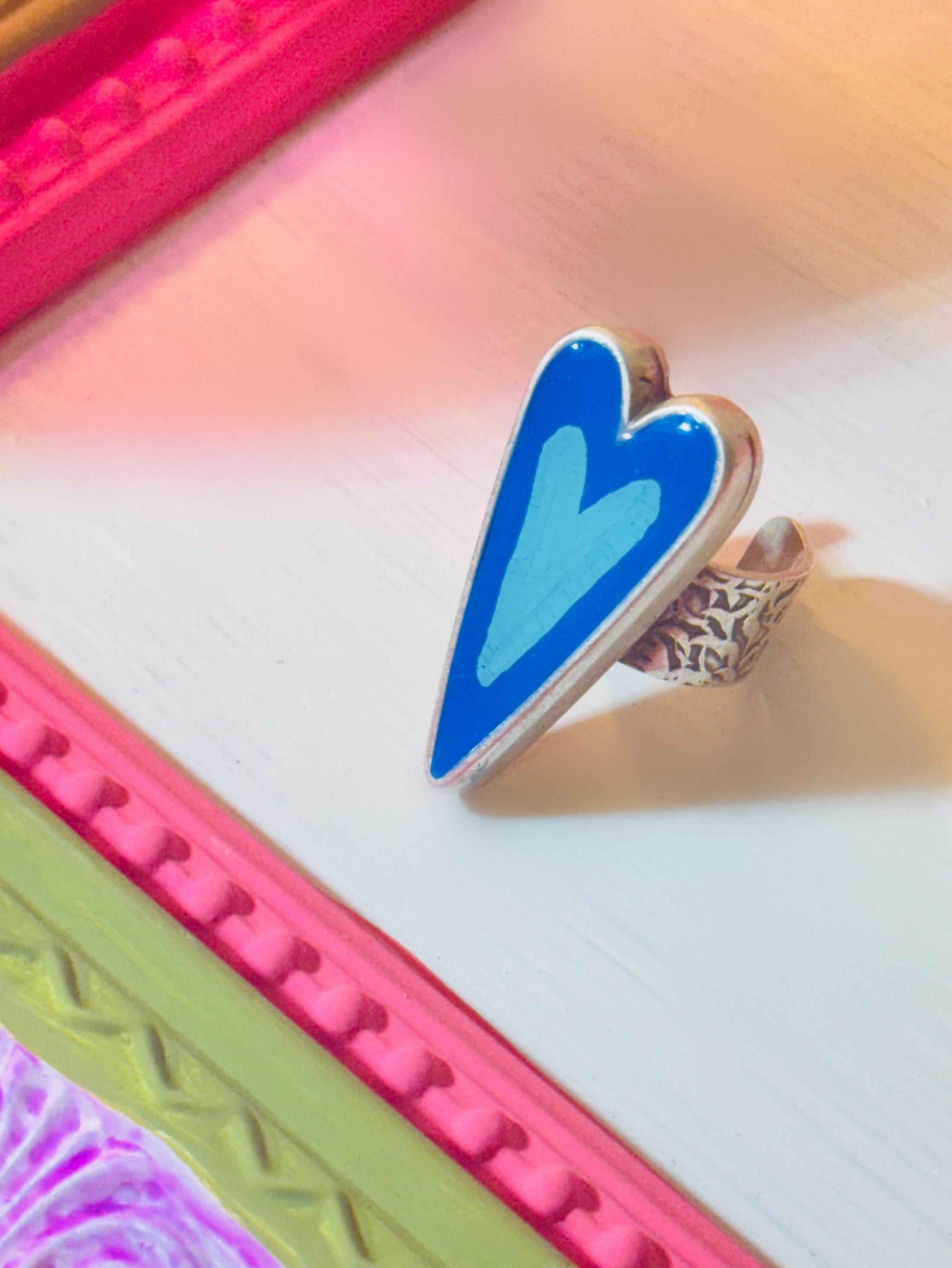 Blue & Light Blue Heart Ring