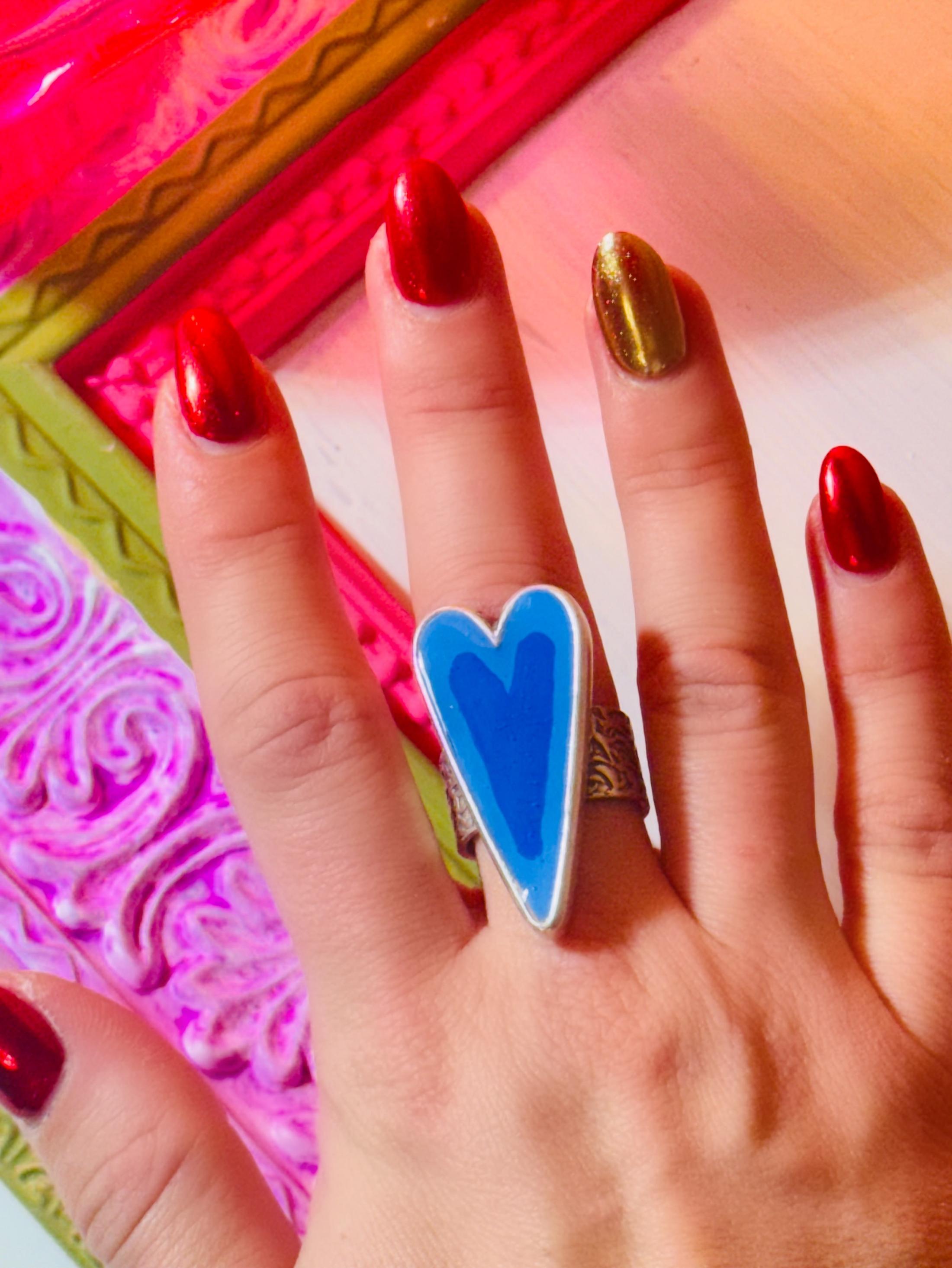 Blue & Navy Heart Ring