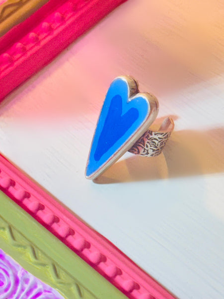 Blue & Navy Heart Ring