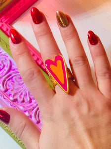 Red & Orange Heart Ring