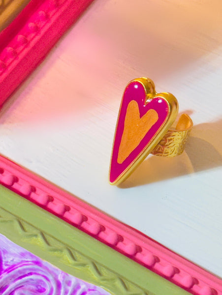 Red & Orange Heart Ring