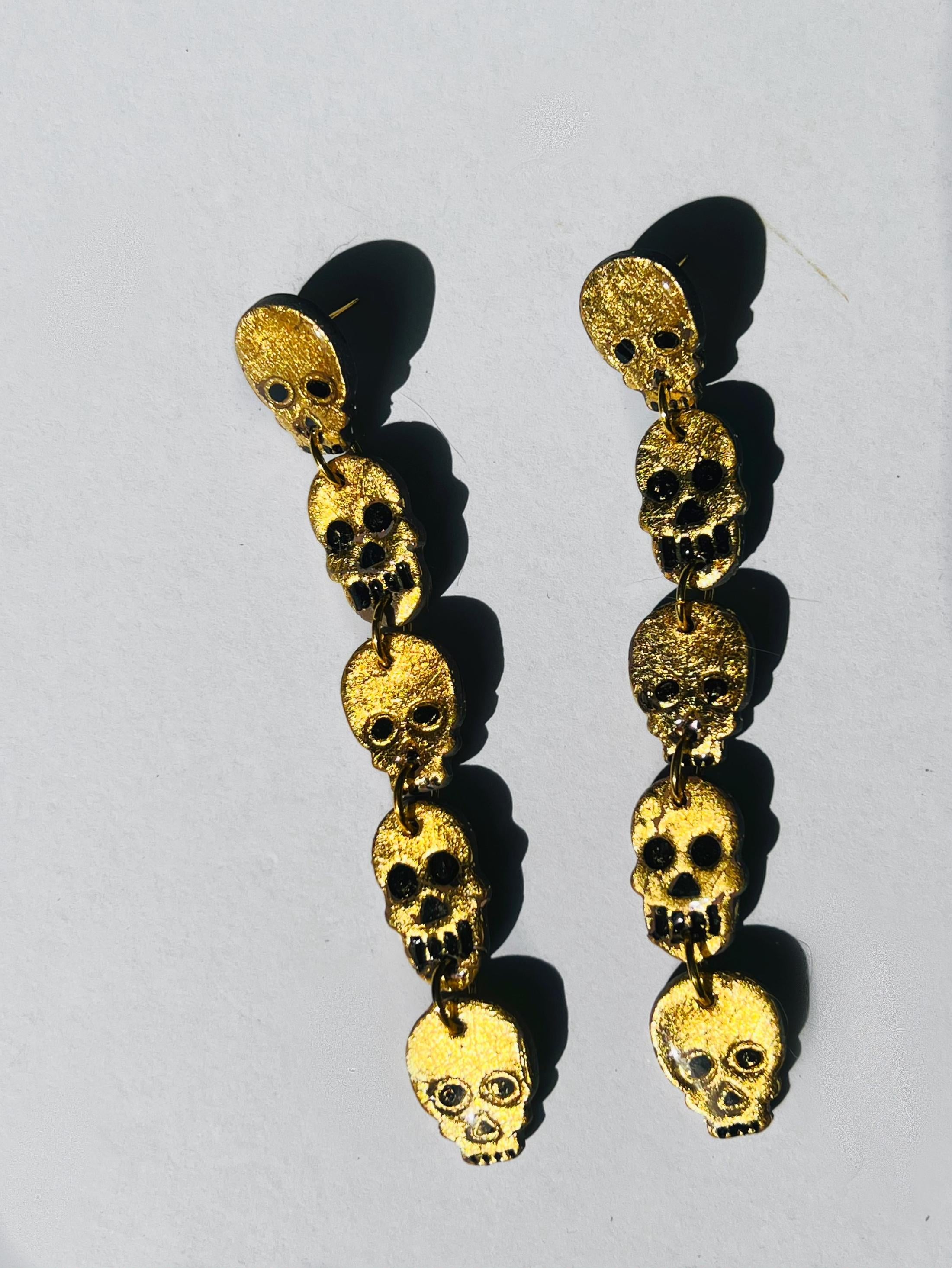 Gold Skull Dangles