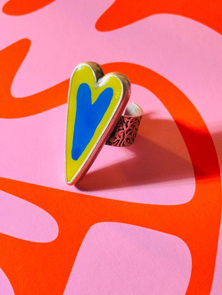 Green & Blue Heart Ring