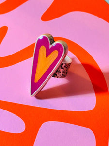 Purple & Orange Heart Ring